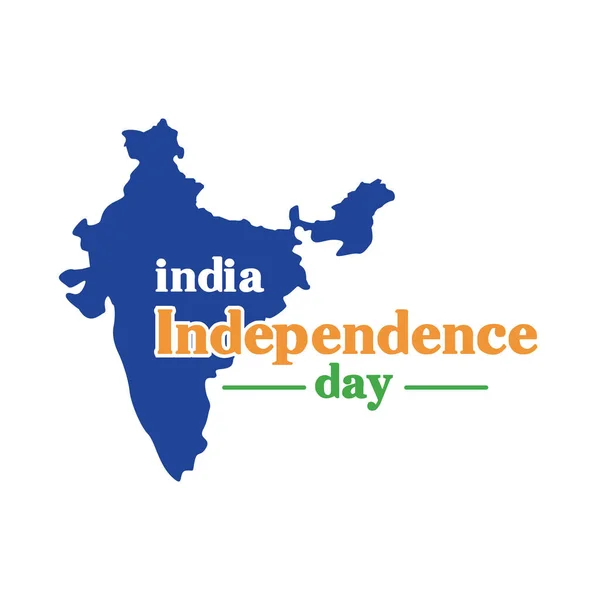 Święto india dzień niezależności z mapą płaski styl — Wektor stockowy