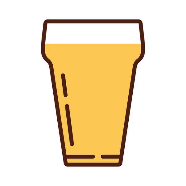 Cerveza vidrio bebida internacional día línea y estilo de relleno — Vector de stock