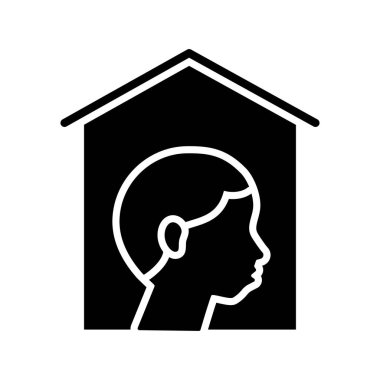 kişi ev siluet biçim simgesinde kalır