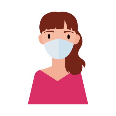 Tıbbi maske takan bir kadın.