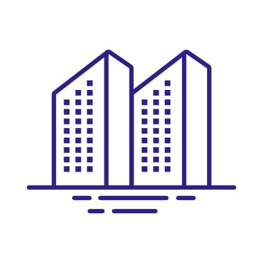 Bina inşaatları şehir çizgisi biçimindeki simgelerle örtüşüyor