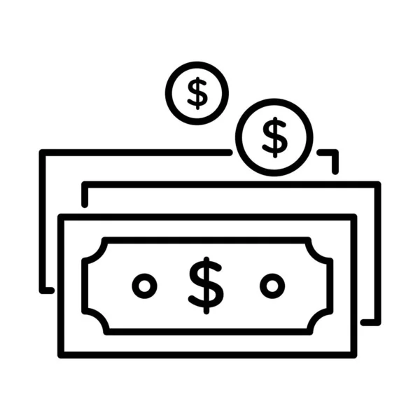 Монета и доллар купюр со стрелками оплаты онлайн стиль линии — стоковый вектор