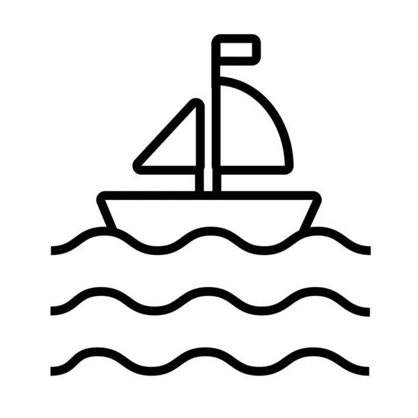 Ícone de estilo de linha de navio veleiro — Vetor de Stock