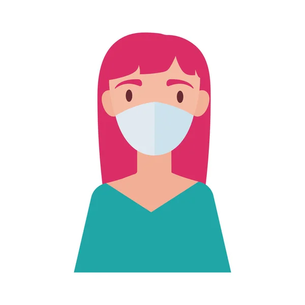 头戴医用口罩的粉红妇女 — 图库矢量图片