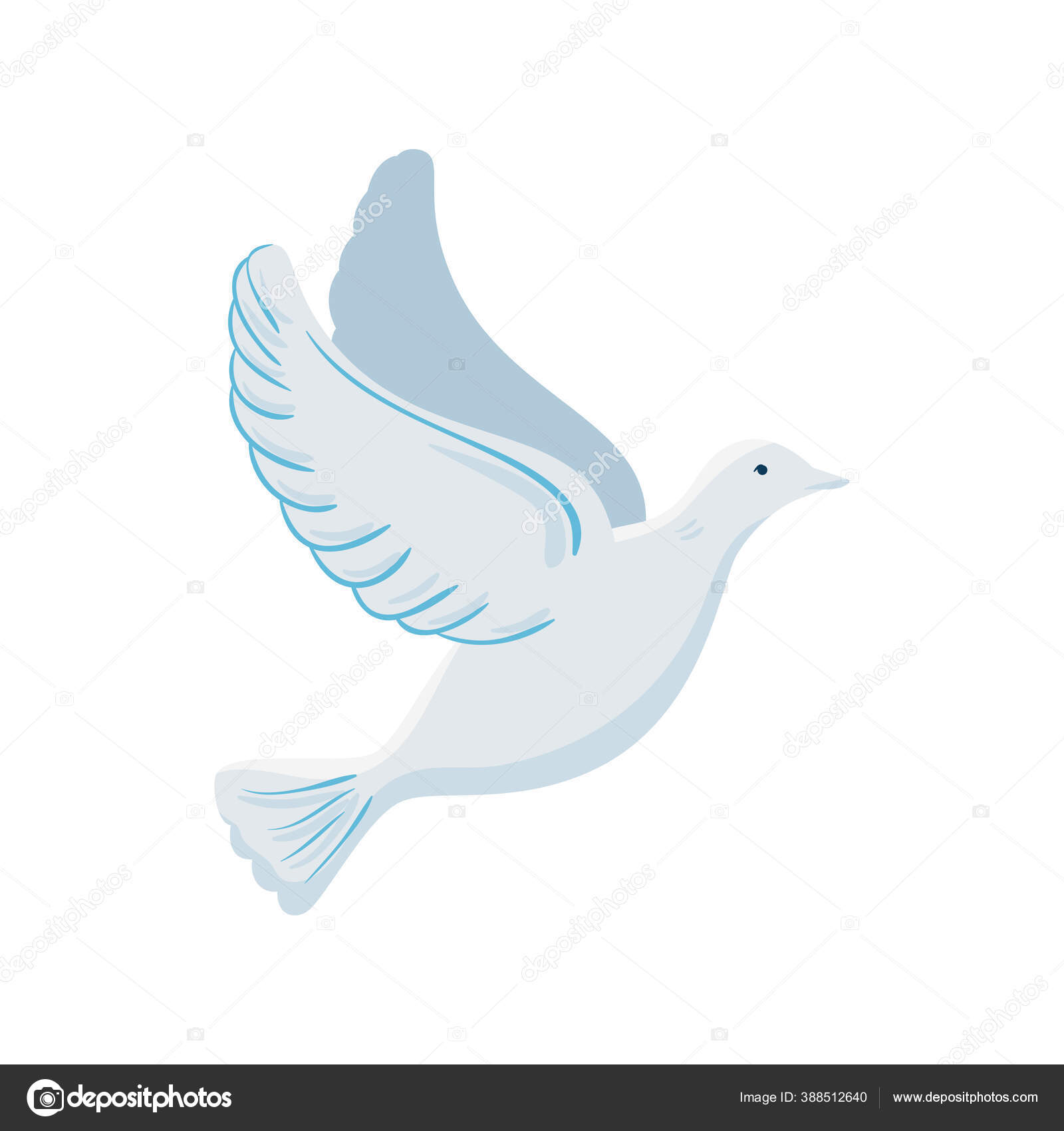 하얀 배경 위를 나는 흰 비둘기 스톡 벡터 - ©yupiramos 388512640, image size:1600x1700