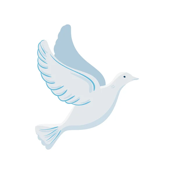 Білий голуб летить на білому тлі — стоковий вектор