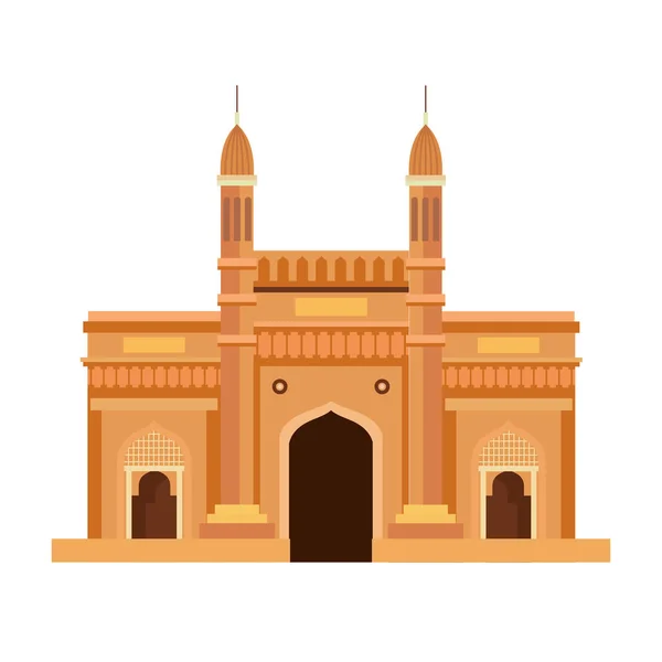 Puerta de entrada, famoso monumento de la India sobre fondo blanco — Vector de stock