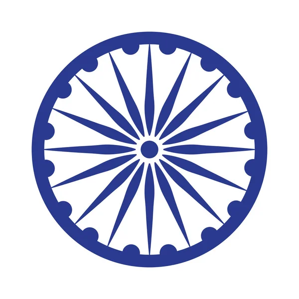 Blå ashoka hjul indian symbol, ashoka chakra — Stock vektor
