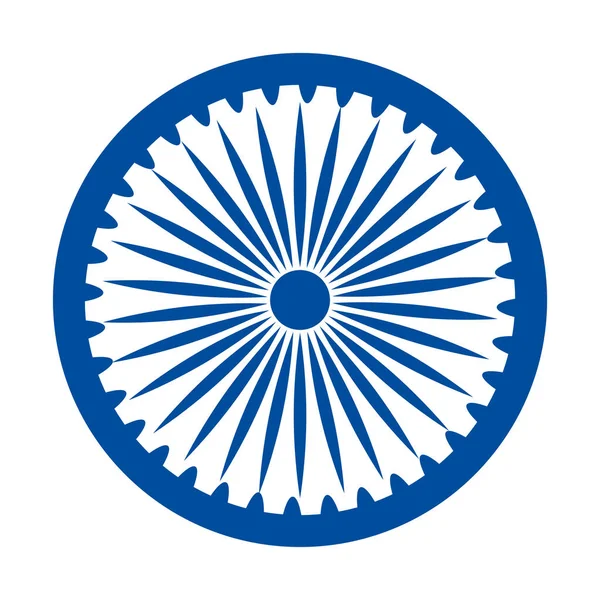 Blå ashoka hjul indian symbol, ashoka chakra — Stock vektor