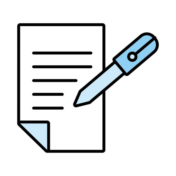 Έγγραφο χαρτί με γραμμή στυλό και συμπληρώστε το στυλ εικονίδιο — Διανυσματικό Αρχείο
