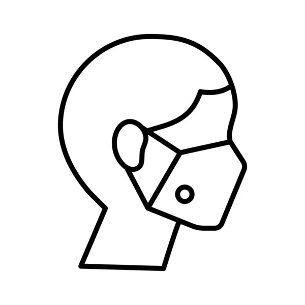 Man trött medicinsk mask respiratorisk tillbehör linje stil ikon — Stock vektor