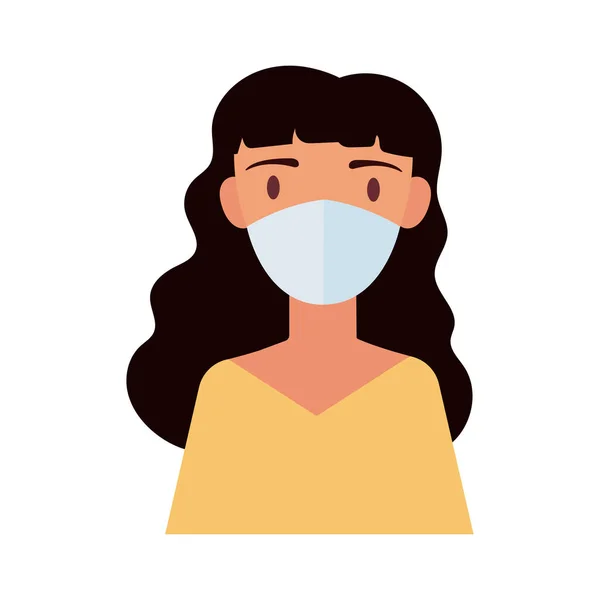 Mujer con máscara médica de estilo plano — Vector de stock