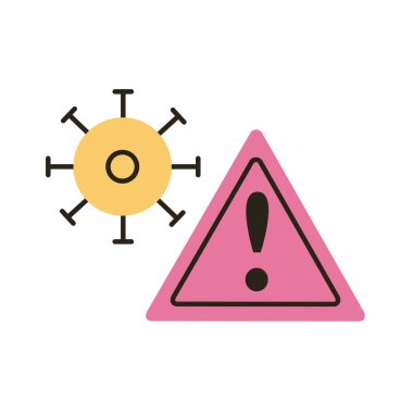 covid19 virüs parçacığı uyarı sinyali düz biçimli