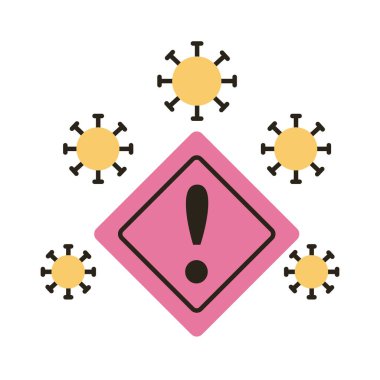 covid19 virüs parçacıkları uyarı sinyali düz biçimli