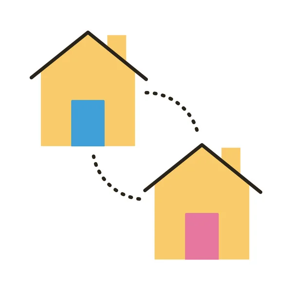 Huizen voorgevels platte stijl — Stockvector