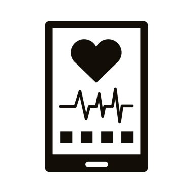 akıllı telefon kardiyoloji uygulaması siluet tarzı simge