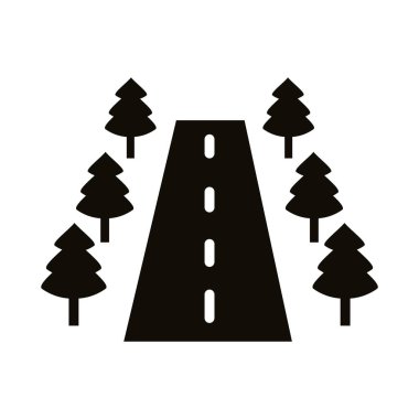 Ağaçlı yol sahne siluet biçimi simgesi