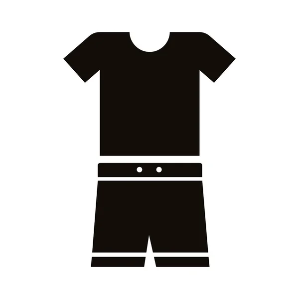 衬衫和短制服剪影风格图标 — 图库矢量图片