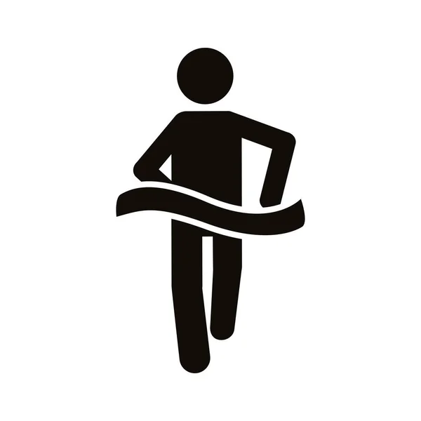 Coureur avec finition bande avatar silhouette silhouette icône de style — Image vectorielle