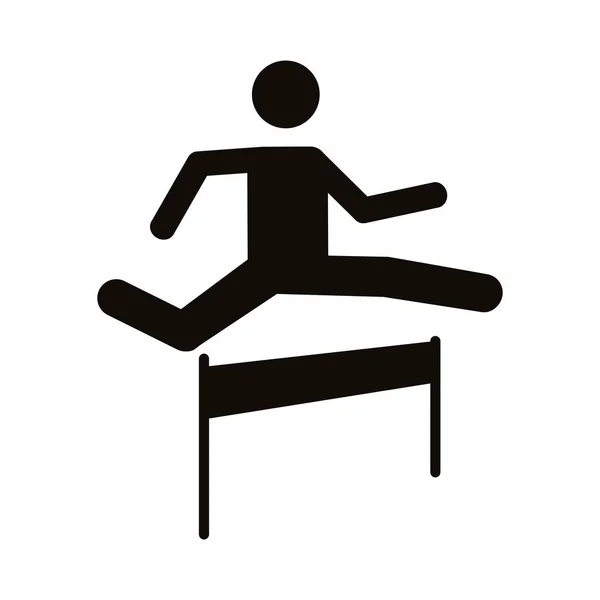 跑步者跳跃障碍阿凡达人物形象轮廓风格图标 — 图库矢量图片