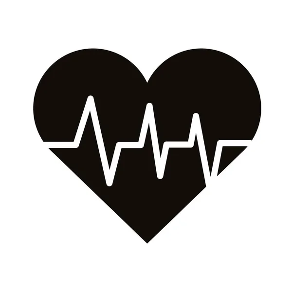 Καρδιά καρδιο σιλουέτα στυλ εικονίδιο — Διανυσματικό Αρχείο