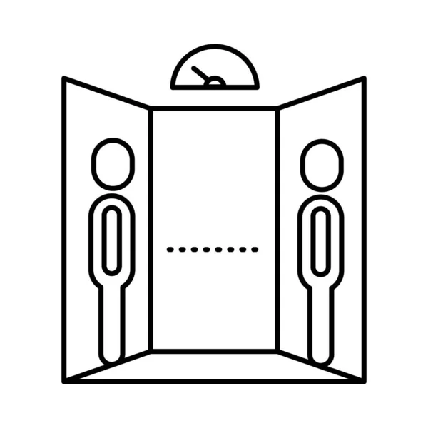 Humains distance social dans ascenseur ligne style icône — Image vectorielle