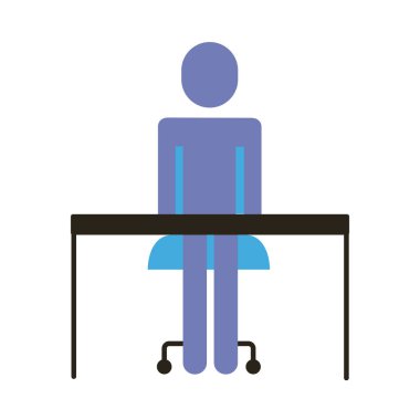 Masa düz biçim simgesinde işadamı figürü