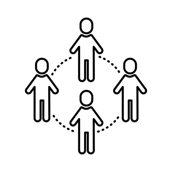 Groupe d'humains distance style de ligne sociale — Image vectorielle