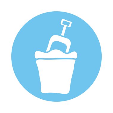 Plastik kürek ve kova oyuncak blok biçimi simgesi