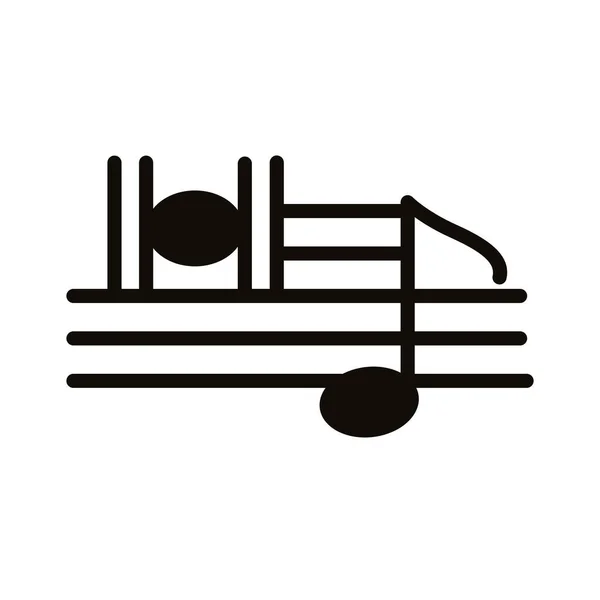 Nota de música en partitura musical silueta icono de estilo — Archivo Imágenes Vectoriales