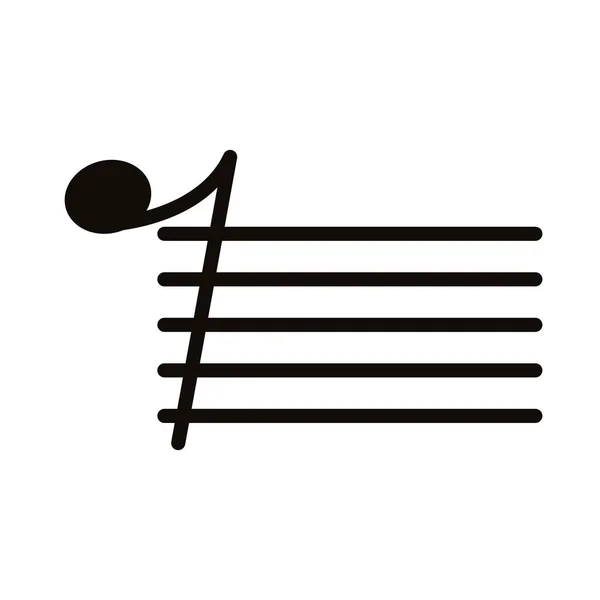 Nota de música no ícone de estilo de silhueta de partitura musical — Vetor de Stock