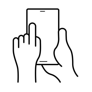 Akıllı telefon aygıtı satır simgesi kullanan eller