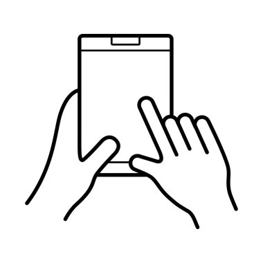 Akıllı telefon aygıtı satır simgesi kullanan eller