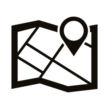 pin konumu siluet biçimi simgesine sahip kağıt haritası