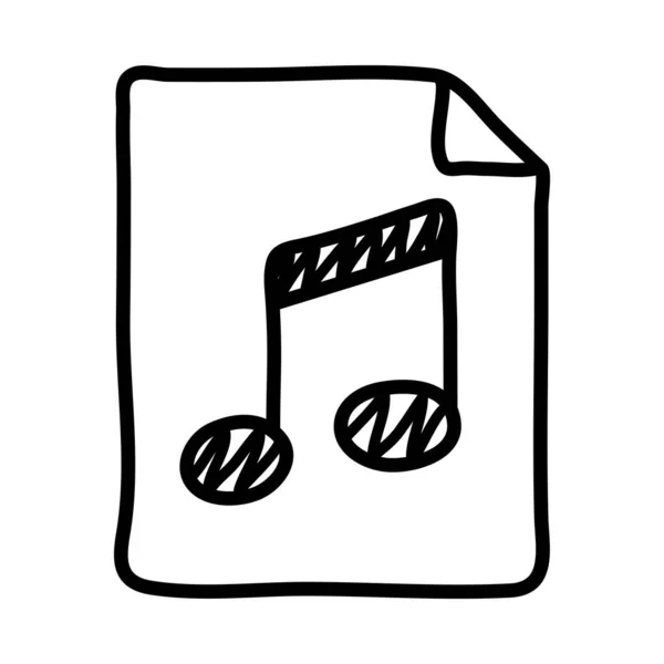 Nota de música en hoja de papel icono de estilo de línea — Vector de stock