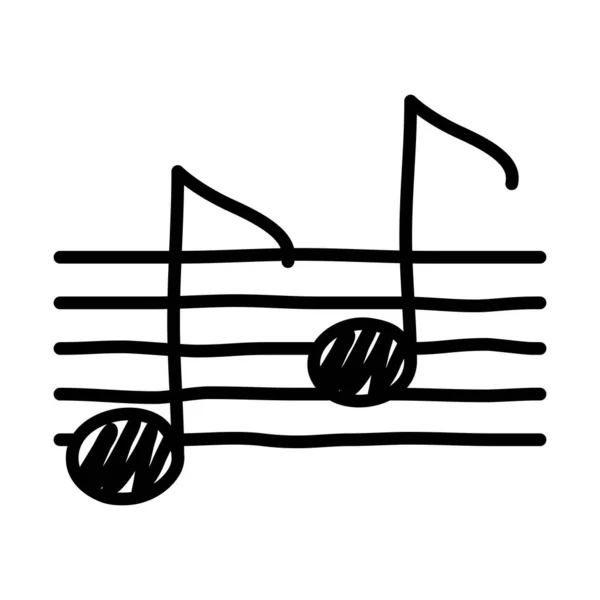 Nota de música en la línea de partitura musical icono de estilo — Vector de stock