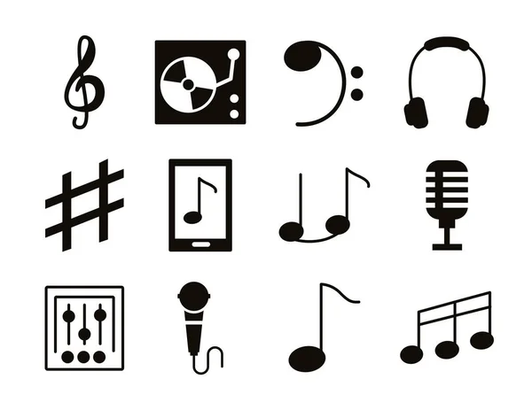 Bundle of music set icons — Stock Vector