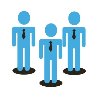 İş adamları takım çalışması figürleri düz stil simgesi