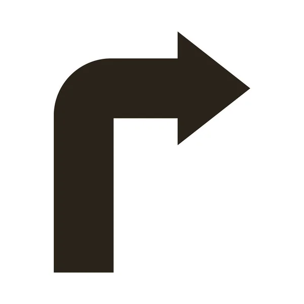 Flèche droite direction silhouette style icône — Image vectorielle
