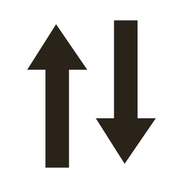 Yukarı ve aşağı yönlü oklar siluet biçimi simgesi