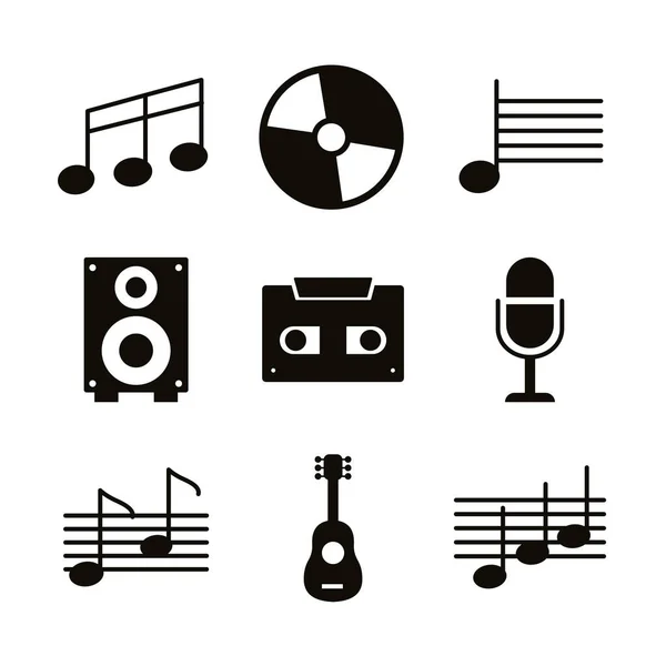 Bundle of music set icons — Stock Vector