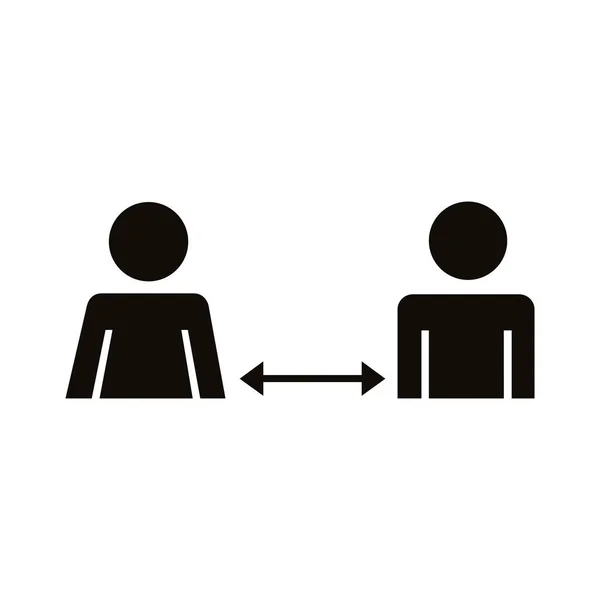 Mannelijke mensen silhouetten afstand sociaal silhouet stijl pictogram — Stockvector