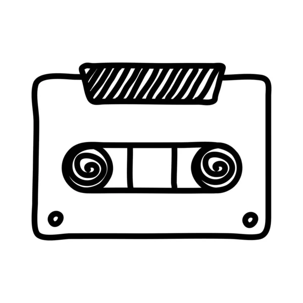 Cassette musique enregistrement ligne style icône — Image vectorielle