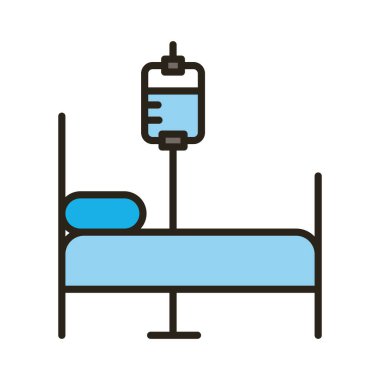 Kan torbası ve sedye tıbbi hattı ve biçim simgesi
