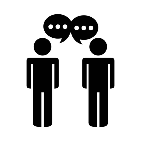 Businessmen couple figures with speech bubble silhouette style icon — Stock Vector