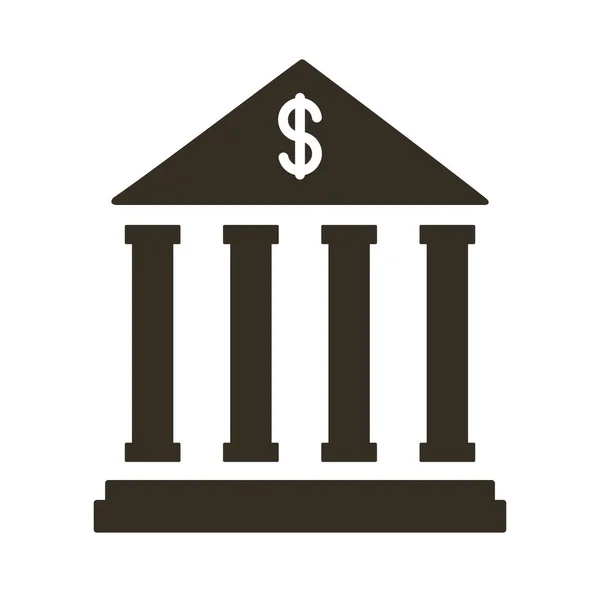 Bank building silhouette style icon — Stock Vector