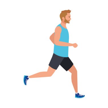 Koşan adam, spor giyimli koşucu, erkek atlet, sporcu.