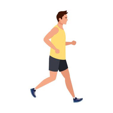 Koşan adam, spor giyimli koşucu, erkek atlet, sporcu.