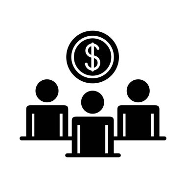Para dolar siluet stili ikona sahip iş adamları takım çalışması figürleri
