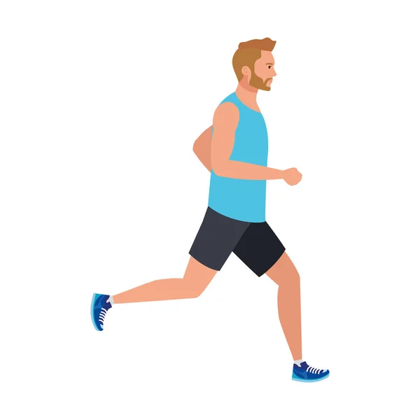 Hombre corriendo, hombre en ropa deportiva jogging, atleta masculino, deportista — Vector de stock